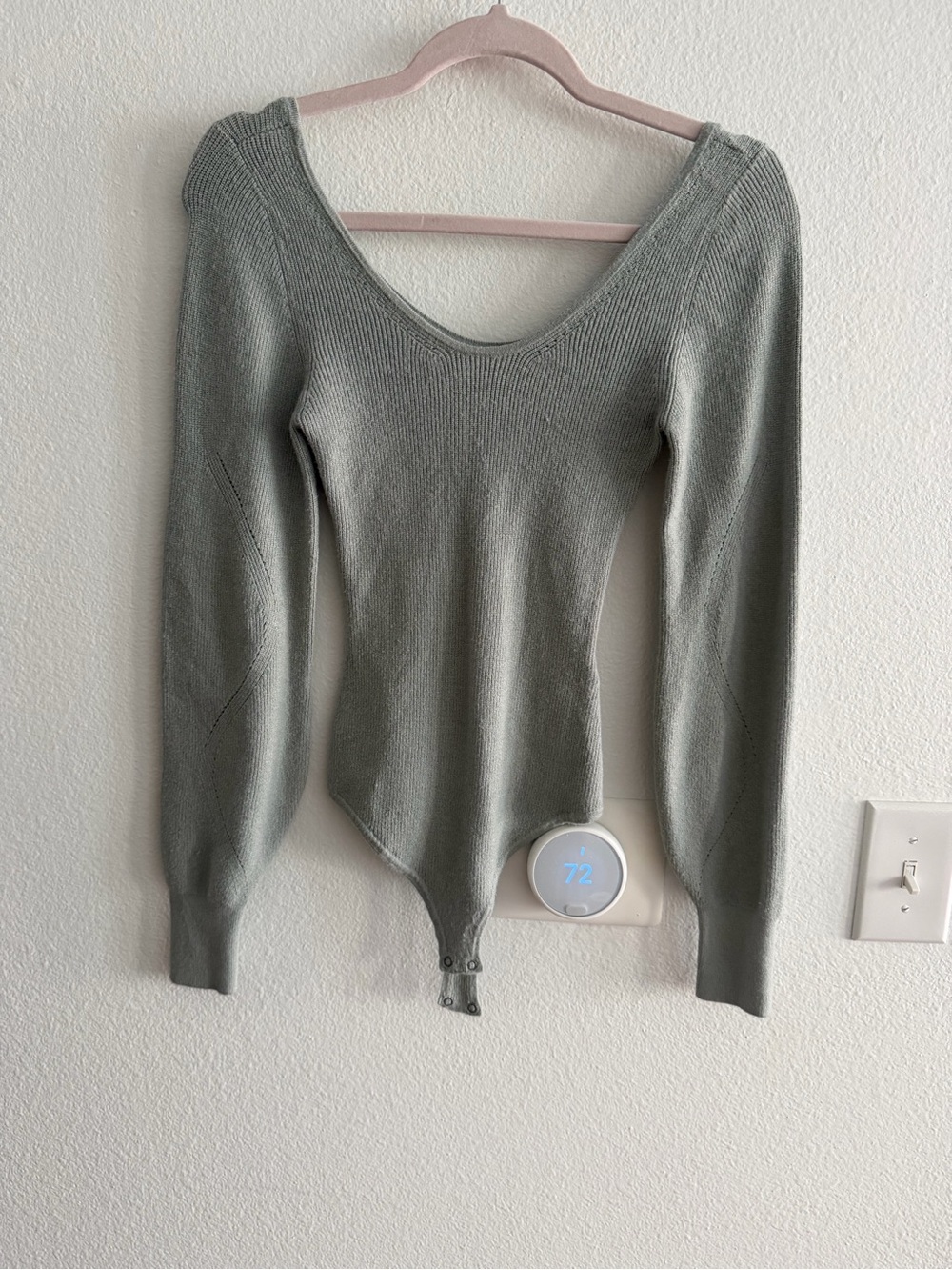 Abercrombie & Fitch Sage Green Scoop Neck Sweater Bodysuit